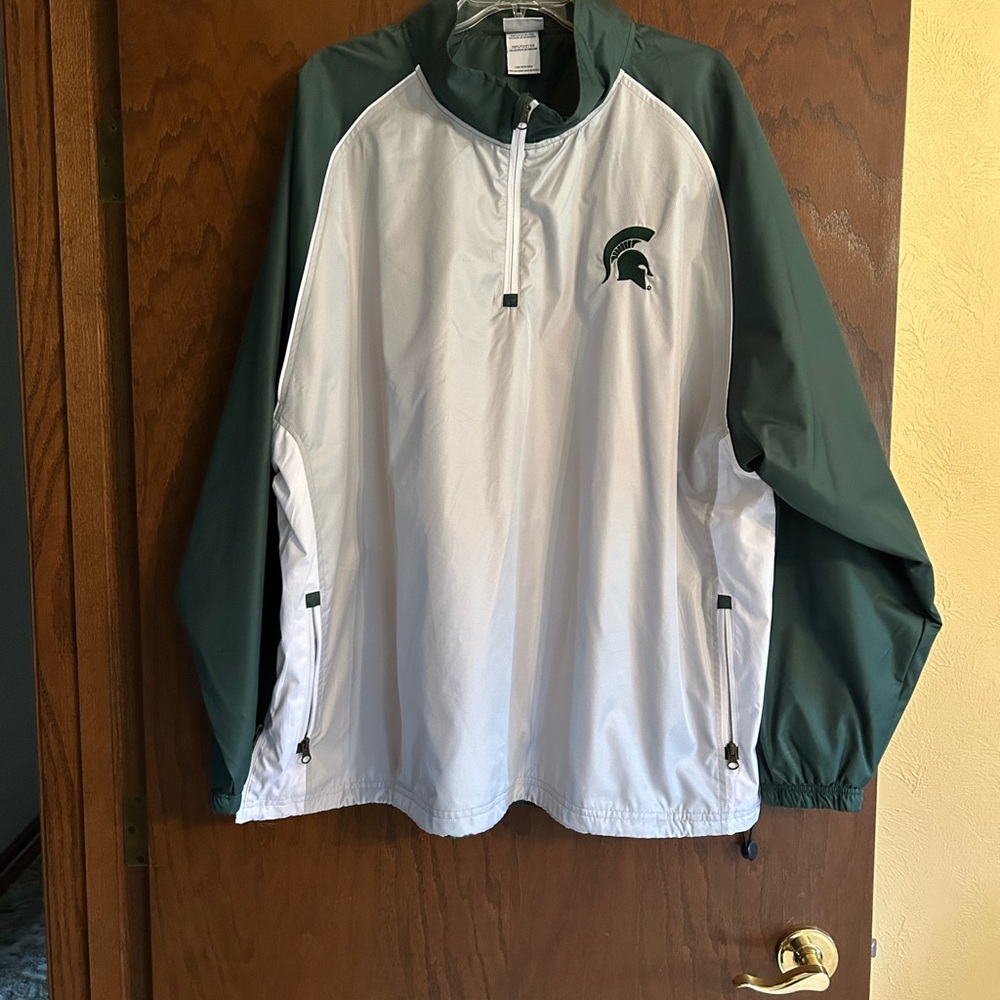 Michigan State Spartans Green and White Windbreaker Jacket